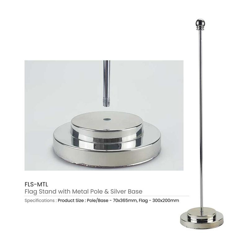 Single Flag Pole Stand With Silver Base